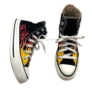 Converse All Stars Chuck Taylor Black, Red & Yellow Flame Sneakers Womens Size 6